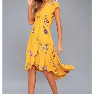 FREE PEOPLE yellow high low dress